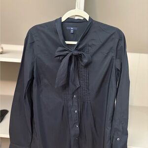 GAP Black Blouse with Bow Detail, M